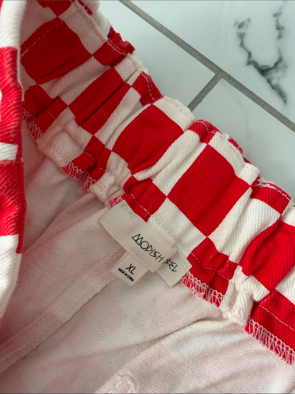 Red and White Checkered Mini Skirt - Picture 4 of 5